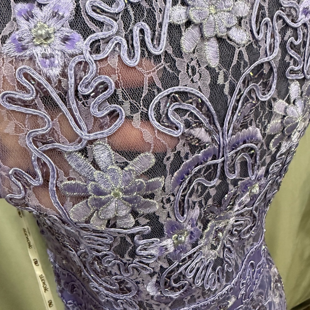 Sue Wong Lavender Embroidered Midi Dress - Picture 3 of 8